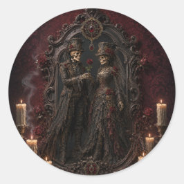 Gothic Skelet Koppel Halloween Ronde Sticker