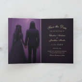 Gothic Skelet Koppel Paars Save the Date Aankondiging (Binnen)