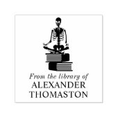 Gothic Skelet Lotus Yoga Oefening op Boeken Biblio Zelfinktende Stempel (Design)