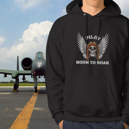 Gothic Skelet Piloot Geboren om te Zweven Verjaard Hoodie