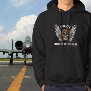 Gothic Skelet Piloot Geboren om te Zweven Verjaard Hoodie