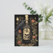 Gothic Skelet Schedel Raven Poison Halloween Briefkaart (Staand voorkant)