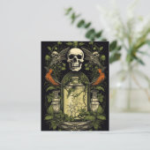 Gothic Skelet Schedel Raven Poison Halloween Briefkaart (Staand voorkant)