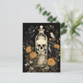Gothic Skelet Schedel Raven Poison Halloween Briefkaart (Staand voorkant)
