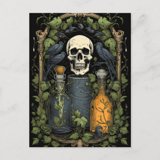 Gothic Skelet Schedel Raven Poison Halloween Briefkaart