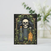 Gothic Skelet Schedel Raven Poison Halloween Briefkaart (Staand voorkant)