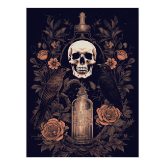 Gothic Skelet Schedel Raven Poison Halloween Perfect Poster