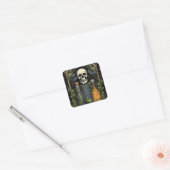  Gothic Skelet Schedel Raven Poison Halloween Vierkante Sticker (Envelop)