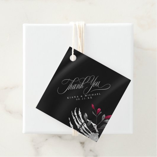 Gothic Skeletal Hand Dank je Bourgogne ID866 Bedankjes Labels (In situ)