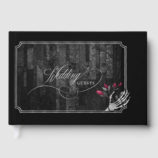 Gothic Skeletal Hand Scrollwork Wedding ID866 Gastenboek (Voorkant)