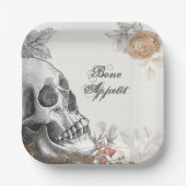 Gothic Skeleton Bone Appetit Halloween Papieren Bordje (Voorkant)