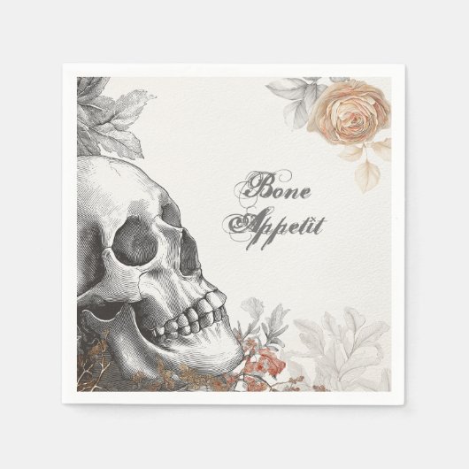 Gothic Skeleton Bone Appetit Halloween Servet (Voorkant)