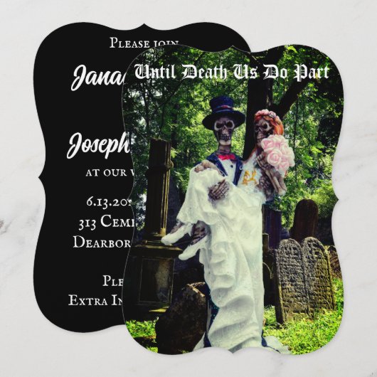 Gothic Skeleton Bride and Groom Invitation Kaart (Voorkant / Achterkant)