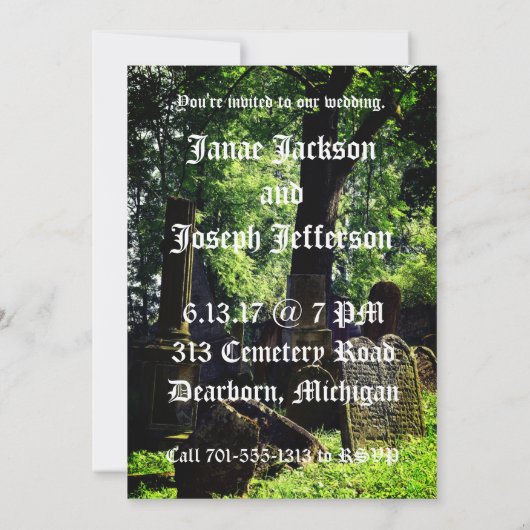 Gothic Skeleton Bride en Groom Kaart (Achterkant)