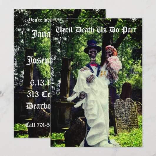 Gothic Skeleton Bride en Groom Kaart (Voorkant / Achterkant)