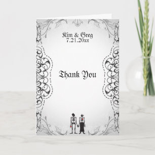 Gothic Skeleton Bride & Groom Hartelijk dank Bedankkaart
