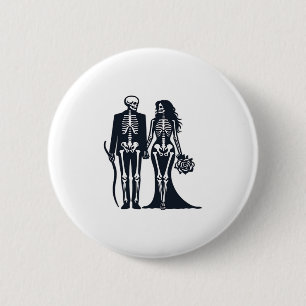 Gothic Skeleton Bride & Groom - Till Death Do Us P Ronde Button 5,7 Cm