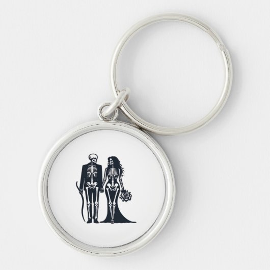 Gothic Skeleton Bride & Groom - Till Death Do Us P Sleutelhanger (Voorkant)