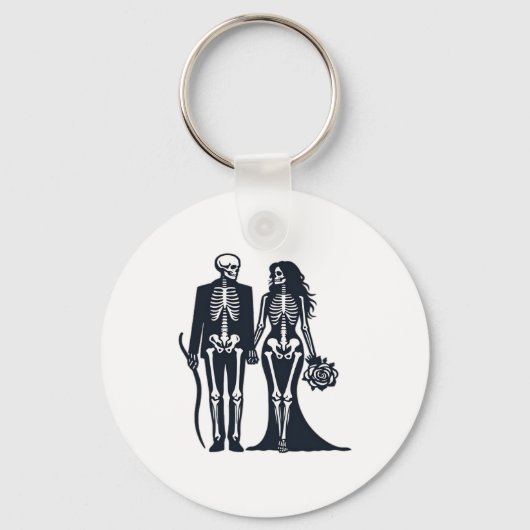 Gothic Skeleton Bride & Groom - Till Death Do Us P Sleutelhanger (Voorkant)
