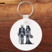 Gothic Skeleton Bride & Groom - Till Death Do Us P Sleutelhanger (Voorkant)