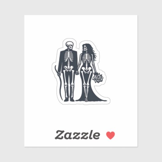 Gothic Skeleton Bride & Groom - Till Death Do Us P Sticker (Vel)
