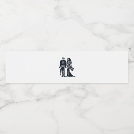 Gothic Skeleton Bride & Groom - Till Death Do Us P Waterfles Etiket (Enkel label)