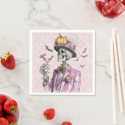 Gothic Skeleton Cocktail Party Halloween Servet (Insitu)