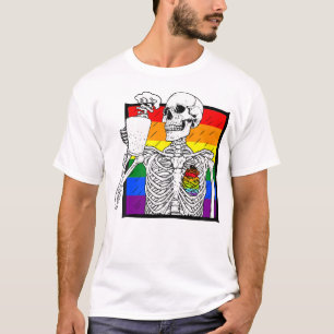 Gothic Skeleton Coffee Gay Lesbian Pride Human Hea T-shirt