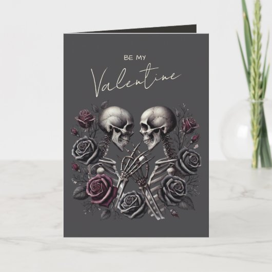 Gothic Skeleton Couple Dark Romantic Valentine Hol Feestdagen Kaart (Voorkant)