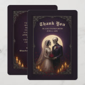 Gothic Skeleton Couple Elegant Wedding Thank You Bedankkaart (Voorkant / Achterkant)