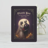 Gothic Skeleton Couple Elegant Wedding Thank You Bedankkaart (Staand voorkant)