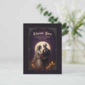 Gothic Skeleton Couple Elegant Wedding Thank You Briefkaart (Staand voorkant)