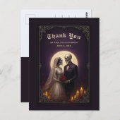 Gothic Skeleton Couple Elegant Wedding Thank You Briefkaart (Voorkant / Achterkant)
