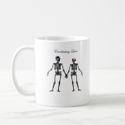 Gothic Skeleton Couple (Old Pink) Klassiek Koffiemok (Links)
