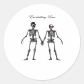 Gothic Skeleton Couple (Old Pink) Klassiek Ronde Sticker (Voorkant)