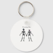 Gothic Skeleton Couple (Old Pink) Klassiek Sleutelhanger (Voorkant)