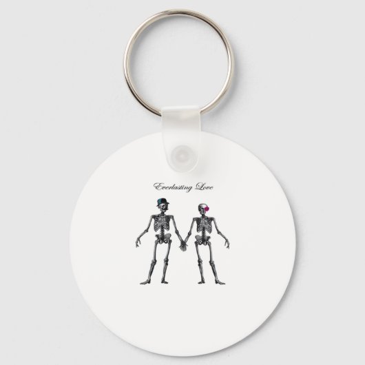 Gothic Skeleton Couple (Old Pink) Klassiek Sleutelhanger (Voorkant)
