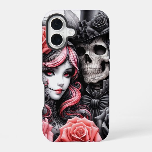 Gothic Skeleton Couple Phone Case iPhone 16 Hoesje (Achterkant)
