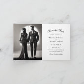 Gothic Skeleton Couple Red Roses Save the Date Aankondiging (Binnen)