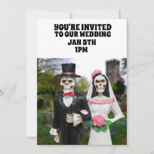 GOTHIC SKELETON COUPLE WEDDING CUSTOM INVITATIONS KAART