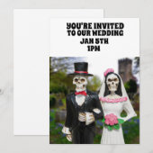 GOTHIC SKELETON COUPLE WEDDING CUSTOM INVITATIONS KAART (Voorkant / Achterkant)