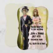 GOTHIC SKELETON COUPLE WEDDING CUSTOM INVITATIONS KAART (Voorkant / Achterkant)
