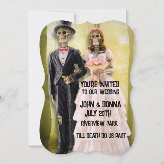 GOTHIC SKELETON COUPLE WEDDING CUSTOM INVITATIONS KAART (Voorkant)