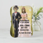 GOTHIC SKELETON COUPLE WEDDING CUSTOM INVITATIONS KAART (Staand voorkant)