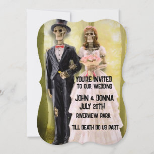 GOTHIC SKELETON COUPLE WEDDING CUSTOM INVITATIONS KAART
