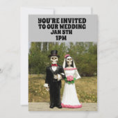 GOTHIC SKELETON COUPLE WEDDING CUSTOM INVITATIONS KAART (Voorkant)