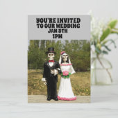 GOTHIC SKELETON COUPLE WEDDING CUSTOM INVITATIONS KAART (Staand voorkant)