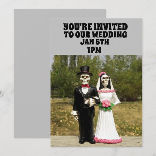 GOTHIC SKELETON COUPLE WEDDING CUSTOM INVITATIONS KAART (Voorkant / Achterkant)