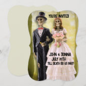 GOTHIC SKELETON COUPLE WEDDING CUSTOM INVITATIONS KAART (Voorkant / Achterkant)