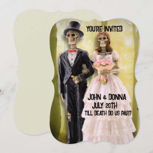 GOTHIC SKELETON COUPLE WEDDING CUSTOM INVITATIONS KAART (Voorkant / Achterkant)